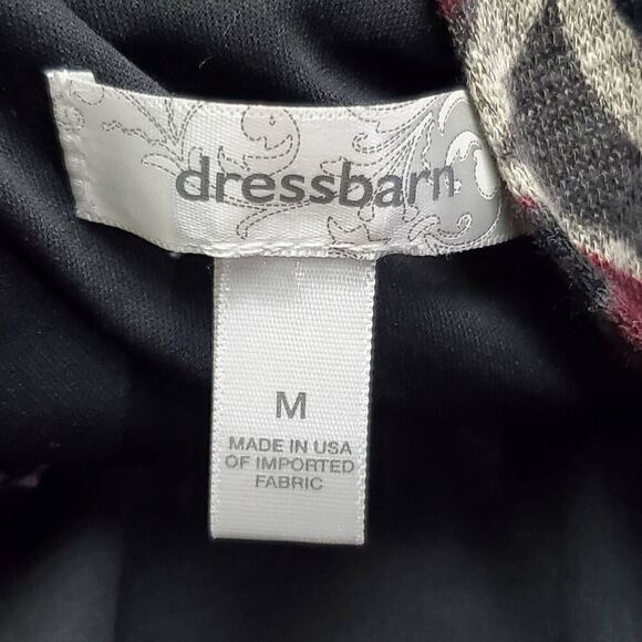 Dressbarn Open Front Cardigan Jacket Black Gray Burgundy Swirl Print Size M Medi - Picture 7 of 10